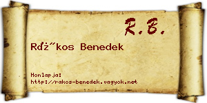 Rákos Benedek névjegykártya